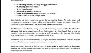 Black Queens Demand Unpaid Bonuses: A Prolonged Dispute with Ministry and GFA