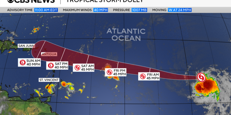 Tropical Storm Dolly Forms in Atlantic, Signaling a Quiet Season
