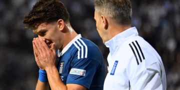 Arsenal handed ANOTHER injury blow as Christos Tzolis is forced off